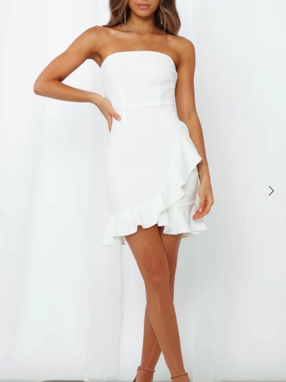 NWT Hello Molly White Strapless Ruffle Dress Sz S - Picture 1 of 7